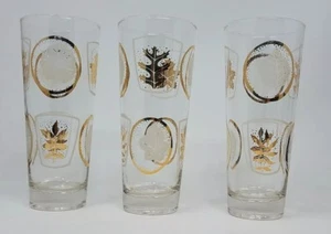 3 Mid Century Weißgold Blätter 6-3/4" hoch Eistee hohe Kugel Gläser-Bar Ware - Bild 1 von 5