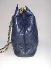 Chanel Shoulder Bag Lambskin Quilted Navy Blue Leather Tote bag w/Serial Number