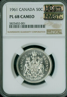 1961 CANADA SILVER 50 CENTS NGC PL68 CAMEO UCAM PQ MAC FINEST MAC SPOTLESS * - Image 1 of 2