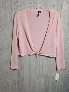 CHA CHA VENTE SZ XL Pink Plunging V-Neck Short Cardigan Sweater - Picture 1 of 4