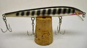 Vintage Fishing Lure Bagley Bang-O-Lure 5" Black Stripes on Silver Foil Brass - Picture 1 of 4