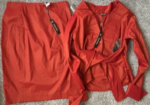 NWT Samuel Dong Sienna Belted Blazer Skirt Suit Womens Large Cuffed Long Sleeve - Picture 1 of 20