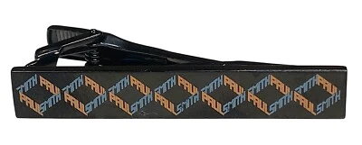 Paul Smith Tie Clip Bar Pin Black-Tone Geometric Signature Pattern Logo New $125 - Image 1 of 4