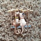 Two Cats In Swing Brooch Pin Antique Vintage