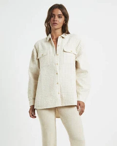NEW SUBTITLED Posey Oversized Waffle Shirt Coconut - Picture 1 of 7