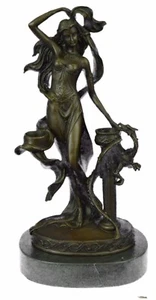 Sensual Floral Lady Bronze Candle Holder Bronze Sculpture Statue Figurine Deco - Picture 1 of 10