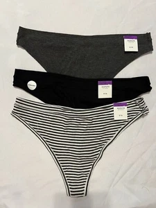 Alfani Ultra Soft Thong Underwear 3 Pk Black/charcoal Stripe/ Charcoal, XXL - Picture 1 of 5