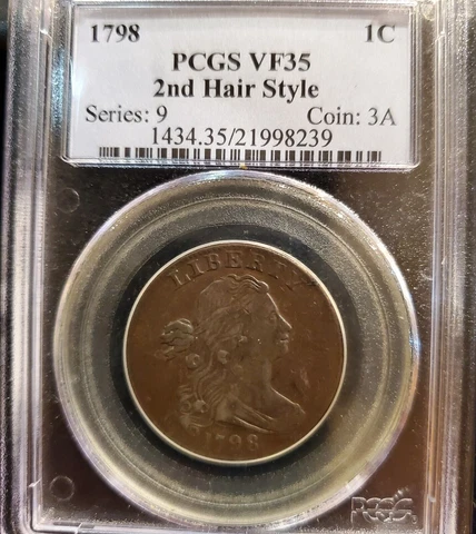1798 Draped Bust Large Cent 2nd Hair Style VF35 Cover
