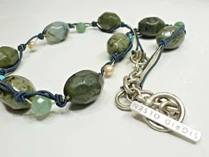 A22) Collana Sigred Olsen muschio agata, diaspro, perle d'acqua dolce e altre pietre preziose - Foto 1 di 4