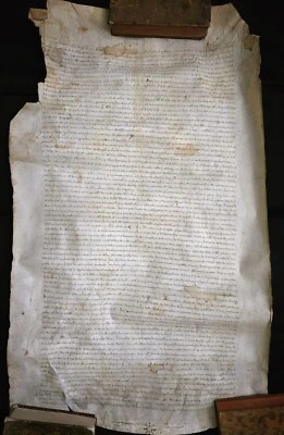 1343 - MEDIEVAL PERGAMINO PHILIP VI & CLEMENT VI ERA manuscritos en pergamino Foto 1 de 4