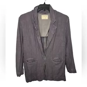 Free People Crosby Blue Grey Marzipan Linen Blend Menswear Blazer Size XS - Picture 1 of 7