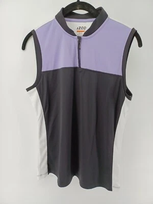 Izod Perform Womens Golf Top Sleeveless Purple/Black Cool-FX Medium 1/4 Zip. - Image 1 of 4