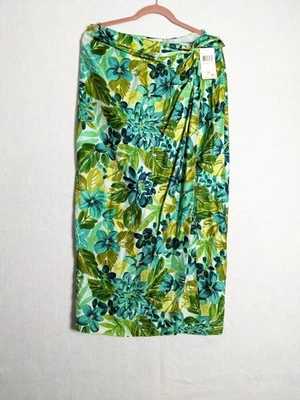 Falda floral envolvente para mujer Dana Buchman talla 10 playa vidrio rayón mezcla seda verde Foto 1 de 4
