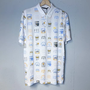 Travis Mathew High Noon Seltzer Poloshirt weiß Cocktail Getränk Herren Large neu mit Etikett - Bild 1 von 5