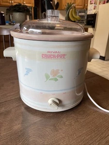 VTG Rival 3.5 Qt Crock Pot Slow Cooker Model 3100/2 Floral - TESTED & WORKS - Picture 1 of 8