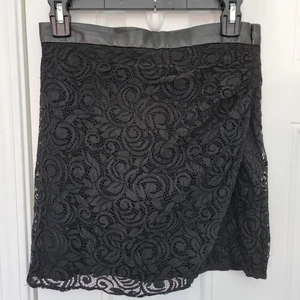 ZARA Black Lace Lined Miniskirt Party Holiday Side Zip Medium - Picture 1 of 9