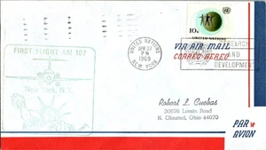 Ozark Airlines Primer Vuelo Naciones Unidas Nueva York - Waterloo Iowa - 1969 - Imagen 1 de 2