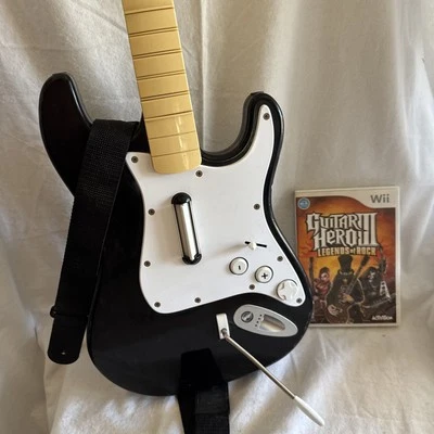 Wii Rock Band Harmonix Guitar Fender Stratocaster Strap & Game No Dongle 19091 - Image 1 of 4