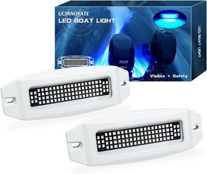 2X 6.9” Marine LED Boat Light, 3000LM 84LED Waterproof Transom Lights, Underwate - Picture 1 of 7