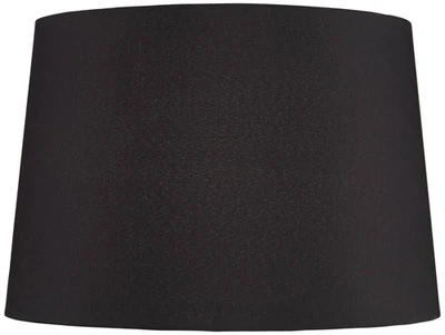 Black Faux Silk Medium Tapered Drum Lamp Shade 13" Top x 15" Bottom x 10" High - Image 1 of 4