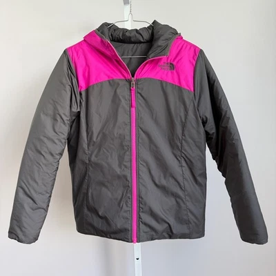 Chaqueta reversible The North Face niñas rosa gris polar con capucha talla L 14/16 Foto 1 de 4