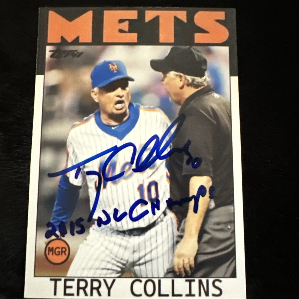 Terry Collins  Signed 1986 Topps Custom  Autograph Auto Ny Mets IP - Image 1 of 2