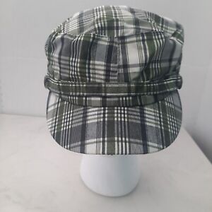Tickled Pink Hat Womens Painter's/Newsboy/80s Style Green Plaid Hat One Size