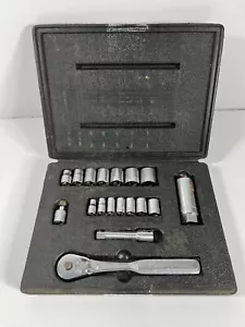 CRAFTSMAN 1/4 & 3/8 DRIVE SOCKET WRENCH SET 9-33234 18 Pc CASE SAE V Forge USA - Picture 1 of 9