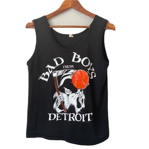 Vtg 1989 Detroit Pistons Bad Boys Grim Reaper Tank Top Black Single Stitch Med - Picture 1 of 6