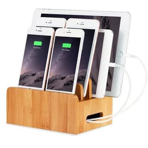 Tablet Cellphone Organizer Stand Holder Docking Station Wood Samsung Apple Acer - Picture 1 of 12