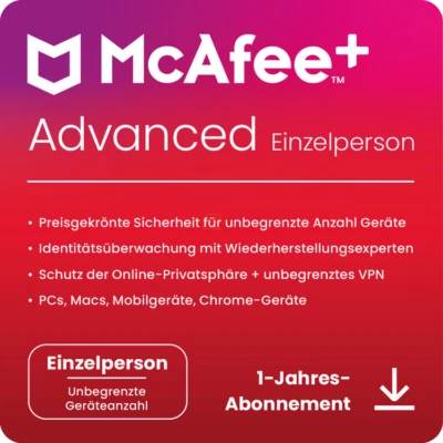 McAfee+ Plus Advanced Individual / Family - Schutz für alle Geräte Key per eMail - Bild 1 von 4
