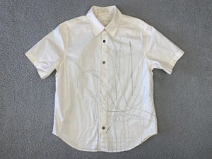 Rohka Button Up Shirt Mens Small/Medium Embroidered Abstract Short Sleeve - Picture 1 of 9