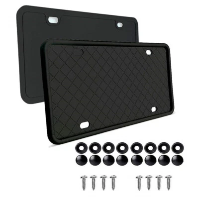 2pcs Silicone License Plate Holder Front Rear Mounting Bracket Protector For Car - Image 1 of 4