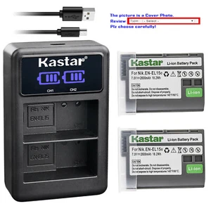 Kastar Battery LCD2 USB Charger for Nikon EN-EL15e & Nikon Z7 Nikon 1V1 Camera - Picture 1 of 11