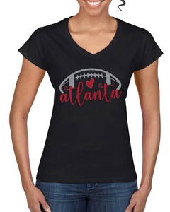 Camiseta Esquina Estándar De Fan De Atlanta Corazón Rojo Escribir Guión Mujeres - Imagen 1 de 2