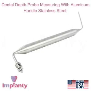 Sonda de profundidad dental medición con mango de aluminio acero inoxidable odontología - Imagen 1 de 3