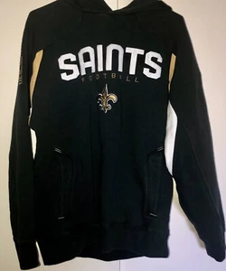 Sudadera con capucha de fútbol americano de los New Orleans Saints de la NFL negra/bronceada/blanca gruesa y cómoda S/P - Imagen 1 de 6