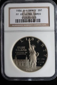 KAPPYSCOINS GH100 STATUE OF LIBERTY NGC PF69 ULTRA CAMEO SILVER DOLLAR - Picture 1 of 2