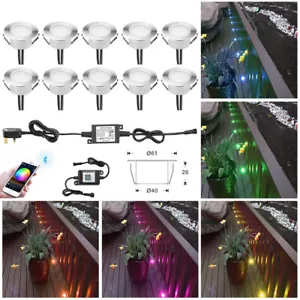 10PCS 61mm Smart Bluetooth RGB LED Plinth Garden Decking Kitchen Round Lights - Picture 1 of 11