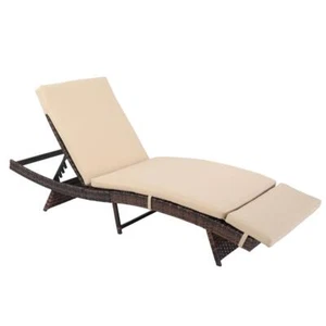 Beach Adjustable Rattan Chaise Lounge Chair Patio Recliner Wicker Chaise Lounge - Picture 1 of 12