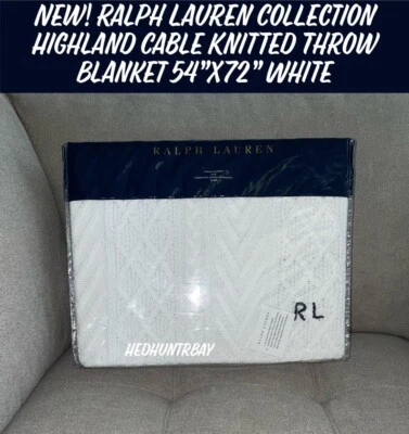 New! Ralph Lauren Highland Knitted Throw Blanket 54”x72” White-Retail $400🤍 - Image 1 of 4