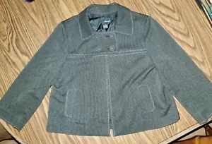 Willi Smith Women's 3/4 Sleeve Button Front Collared Blazer Top Cropped Jacket M - Picture 1 of 8
