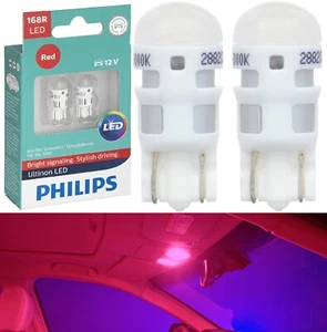 Philips Ultinon LED Light 168 Red Two Bulbs Interior Step Door Replacement Fit - Picture 1 of 12