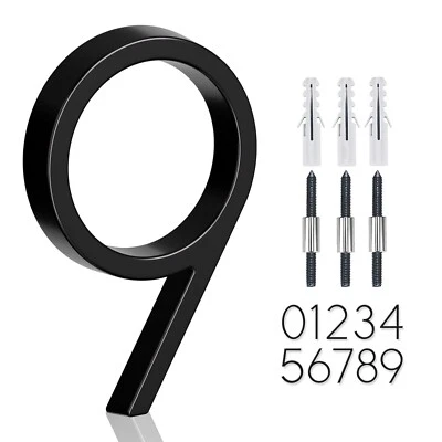 IIU 5 In Black Floating House Number, Mailbox Address Sign, Metal Modern Outside