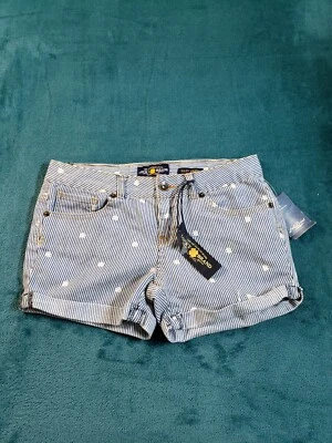 Lucky Brand Shorts Sz 14 Youth Girls Blue Stretch Bermuda Jean Striped Riley NWT - Image 1 of 4