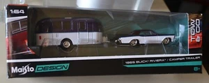 MAISTO DESIGN TOW & GO 1965 BUICK RIVIERA & CAMPER TRAILER NEW - Picture 1 of 7