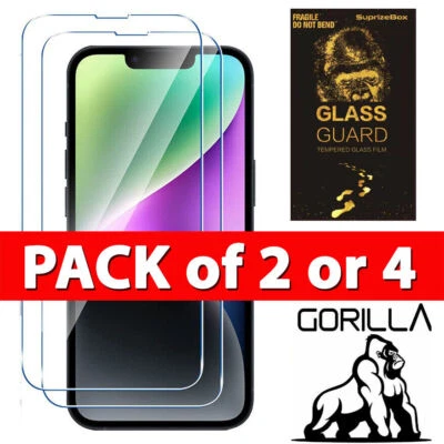 4X Gorilla Tempered Glass Screen Protector for iPhone 15 13 12 11 14 Pro Max, XR - Image 1 of 4
