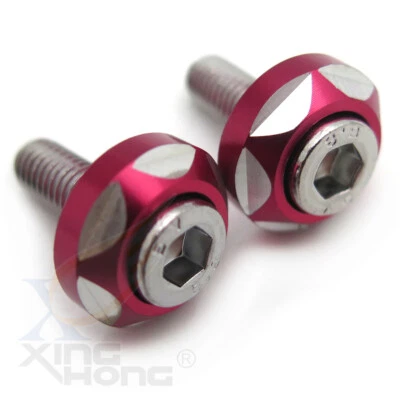 6mm Thread Dia 2Pcs Red Bolts Screws Car Motor Decorative License Plate Bolts - Image 1 of 4