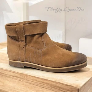 UGG Women's Josefene Cuff Boot Chestnut Brown Suede Zip Pull On Bootie Size 9.5 - Picture 1 of 22