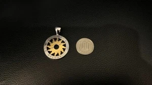 BVLGARI Tondo Sun Necklace Pendant Top k18YG with silver chain From Japan - Picture 1 of 7